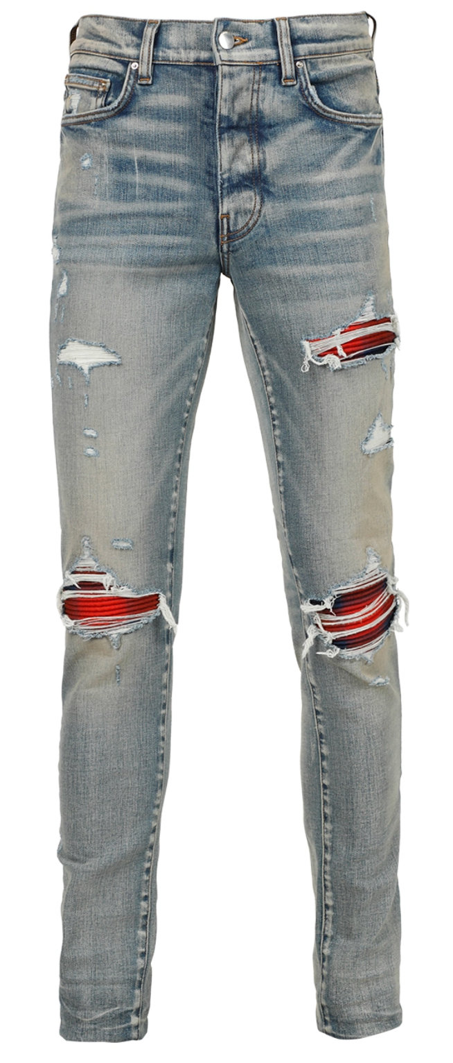 Amiri MX1 Clay Indigo Red Plaid Patch