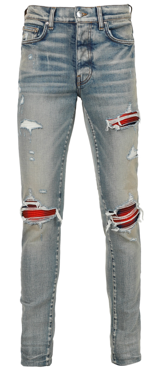 Amiri MX1 Clay Indigo Red Plaid Patch