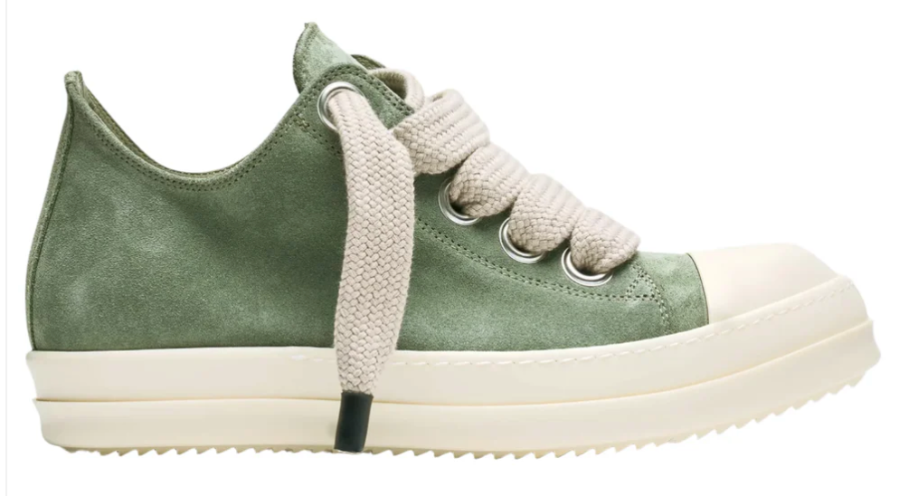 Rick Owens SS25 Hollywood Jumbo Laced Low Sneakers Celadon/Milk/Milk
