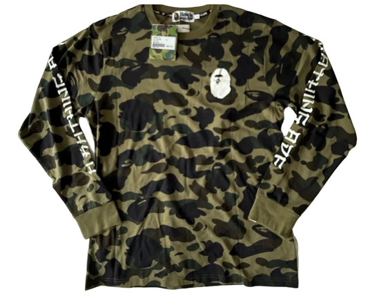 Bape Ape Head Longsleeve Tee Green Camo