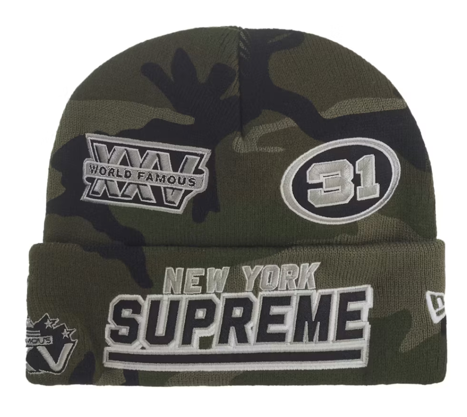 Supreme New Era Football Beanie Woodland Camo