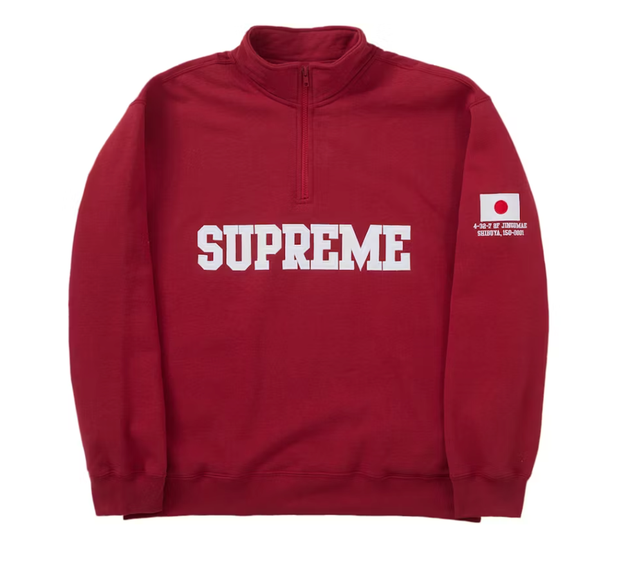 Supreme Tokyo Shop Flag Half Zip Pullover Red