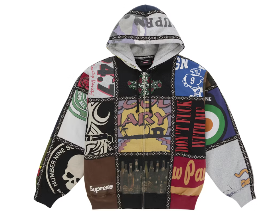 Supreme Number (N)ine Patchwork Zip Up Hooded Sweatshirt Multicolor