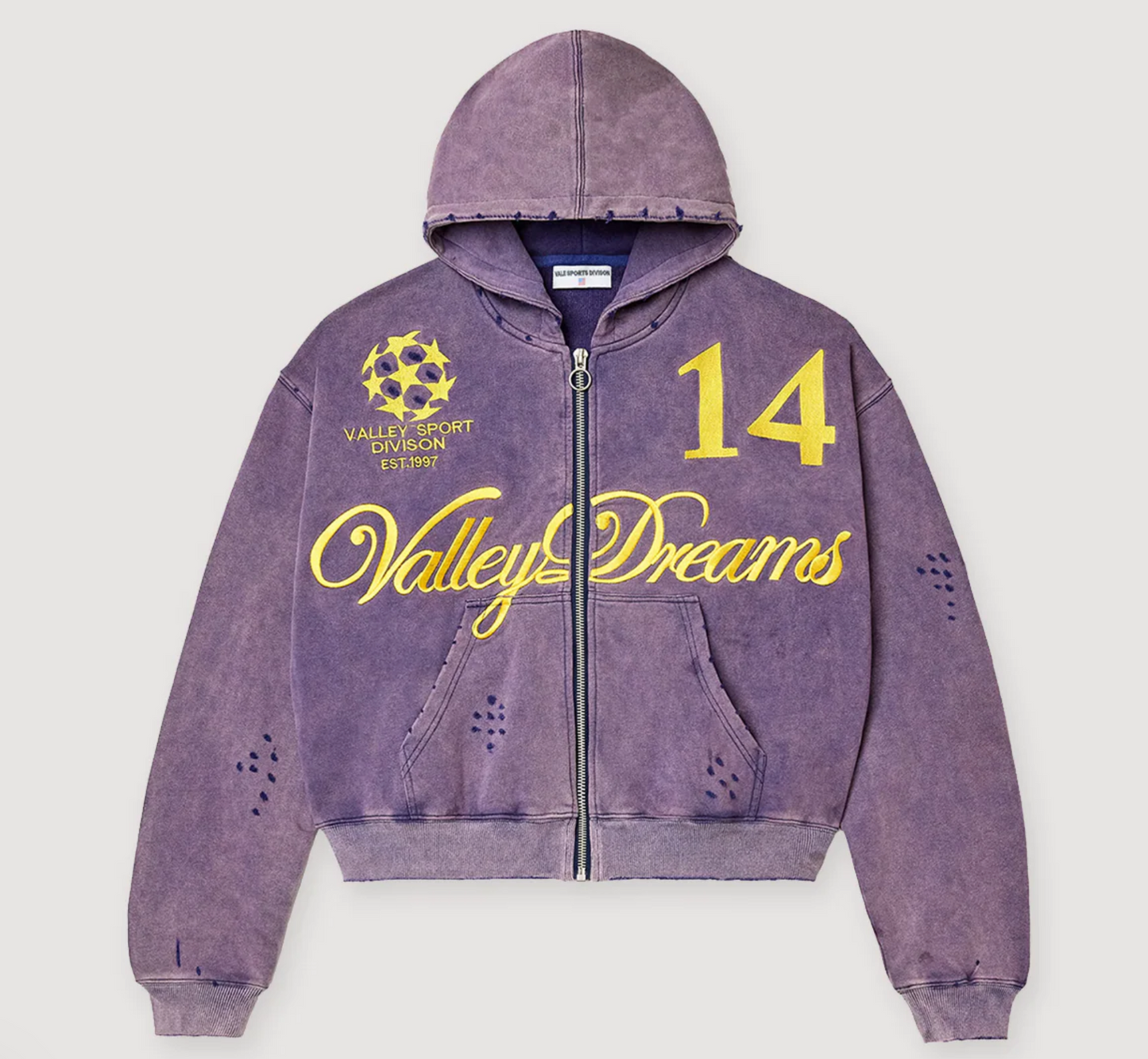 Vale Forever 14 Zip Up Hoodie Purple Yellow