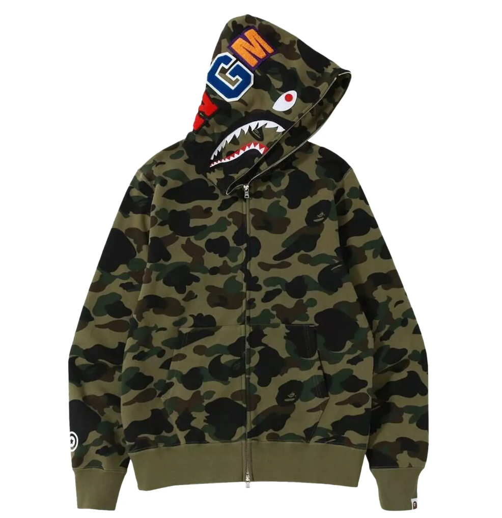 BAPE 1st Camo Shark Full Zip Hoodie Green