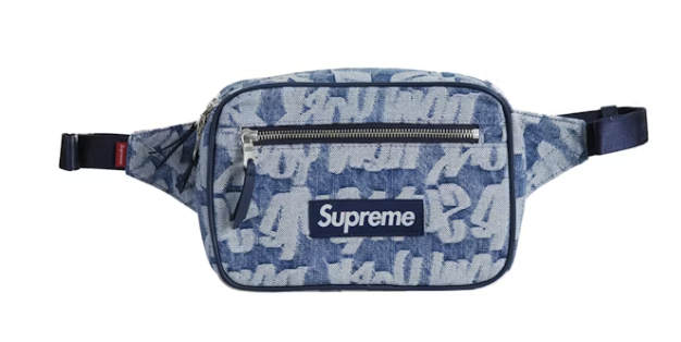 Supreme Fat Tip Jacquard Denim Waist Bag Blue