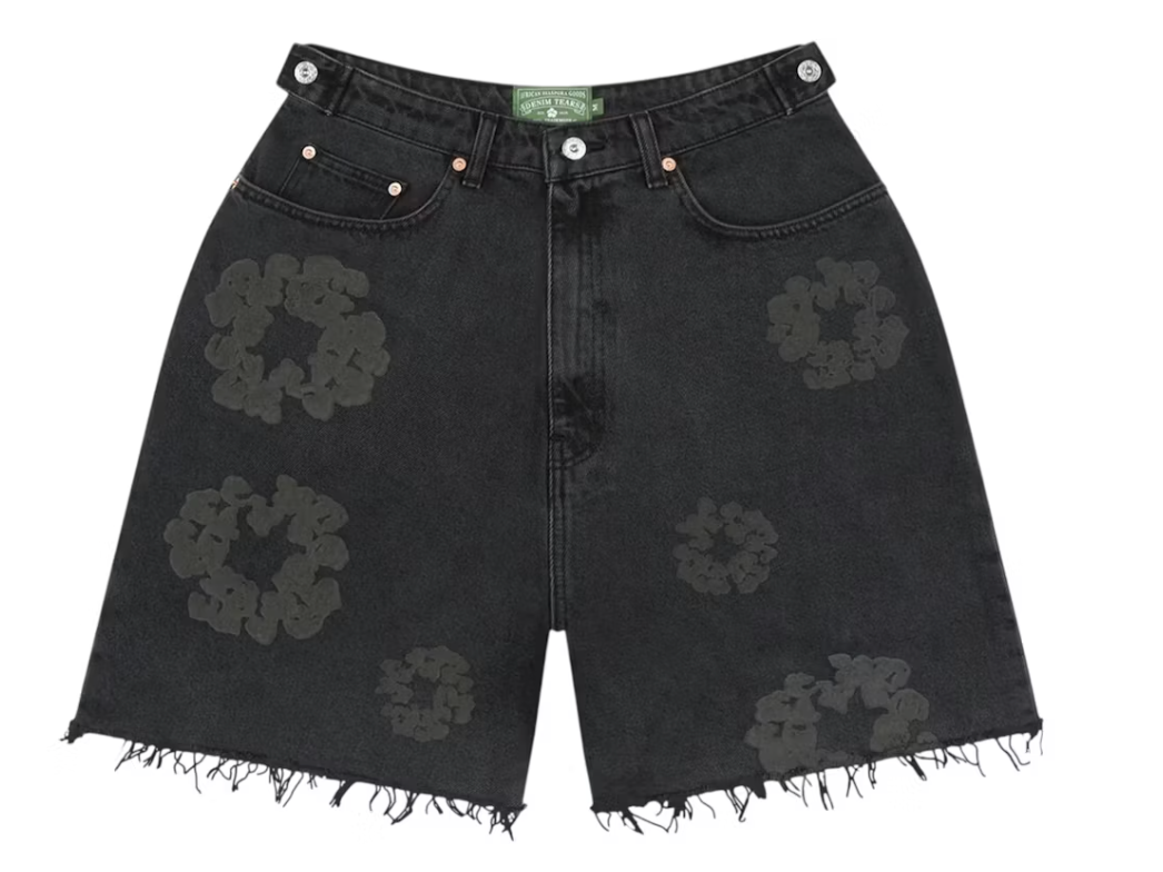 Denim Tears Mono Cotton Wreath Denim Shorts Black