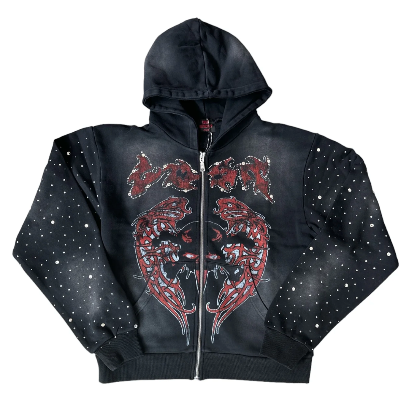 Lost Intricacy Evil Wing Zip-Up Hoodie Black