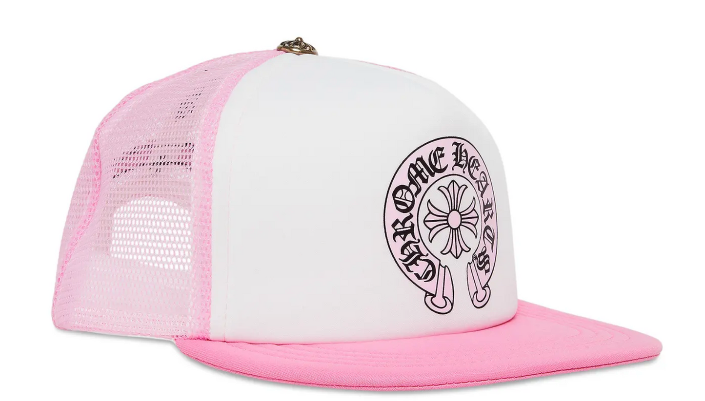 Chrome Hearts Matty Boy Sex Records Horse Shoe Trucker Hat Pink/White