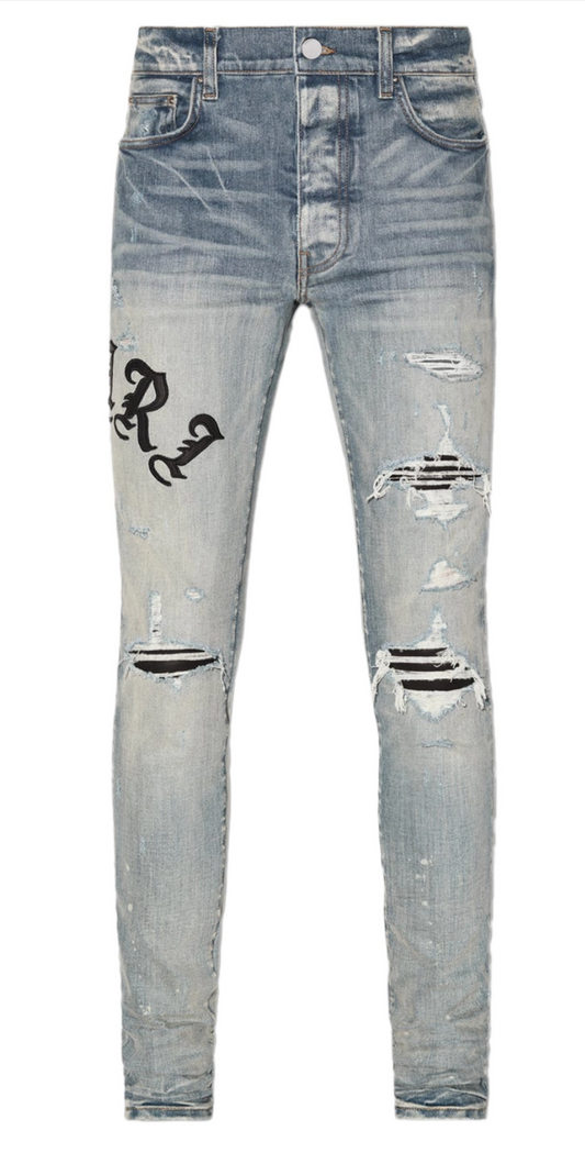 Amiri Old English Logo Jeans Clay Indigo