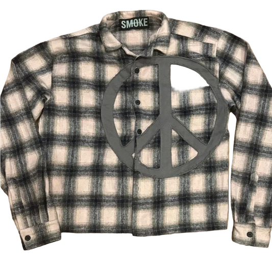 Vale Peace Sign Flannel Pink Grey