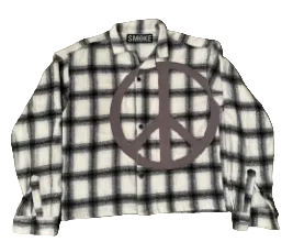 Vale Peace Sign Flannel White Grey