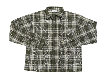 Vale Lives Green Rhinestone Flannel
