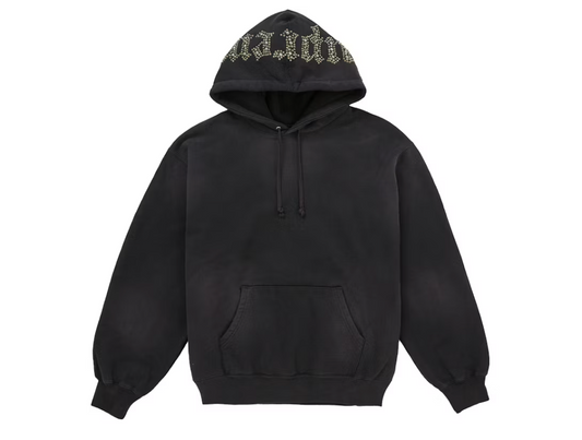 Supreme Overdyed Studded Hooded Sweatshirt Black