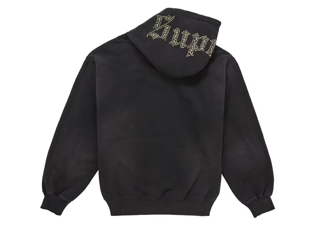 Supreme Overdyed Studded Hooded Sweatshirt Black