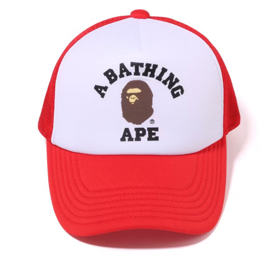 BAPE College Mesh Cap Red