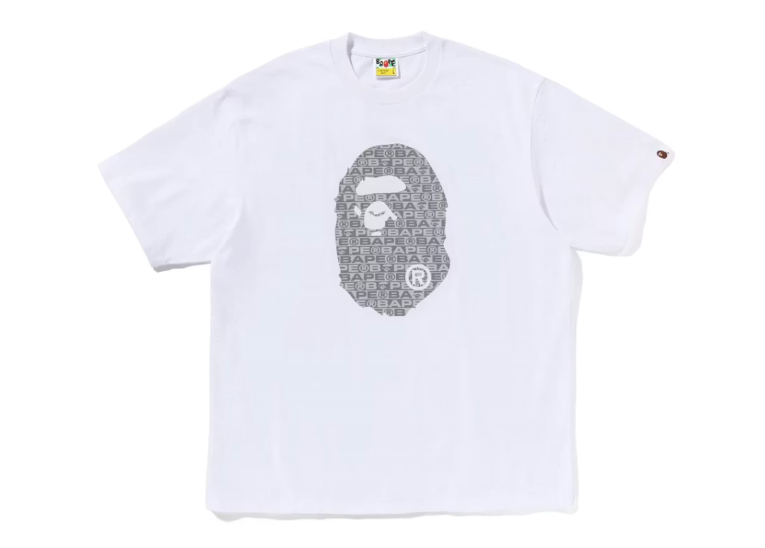 BAPE Lux Sport Pattern Ape Head Relaxed Fit Tee White