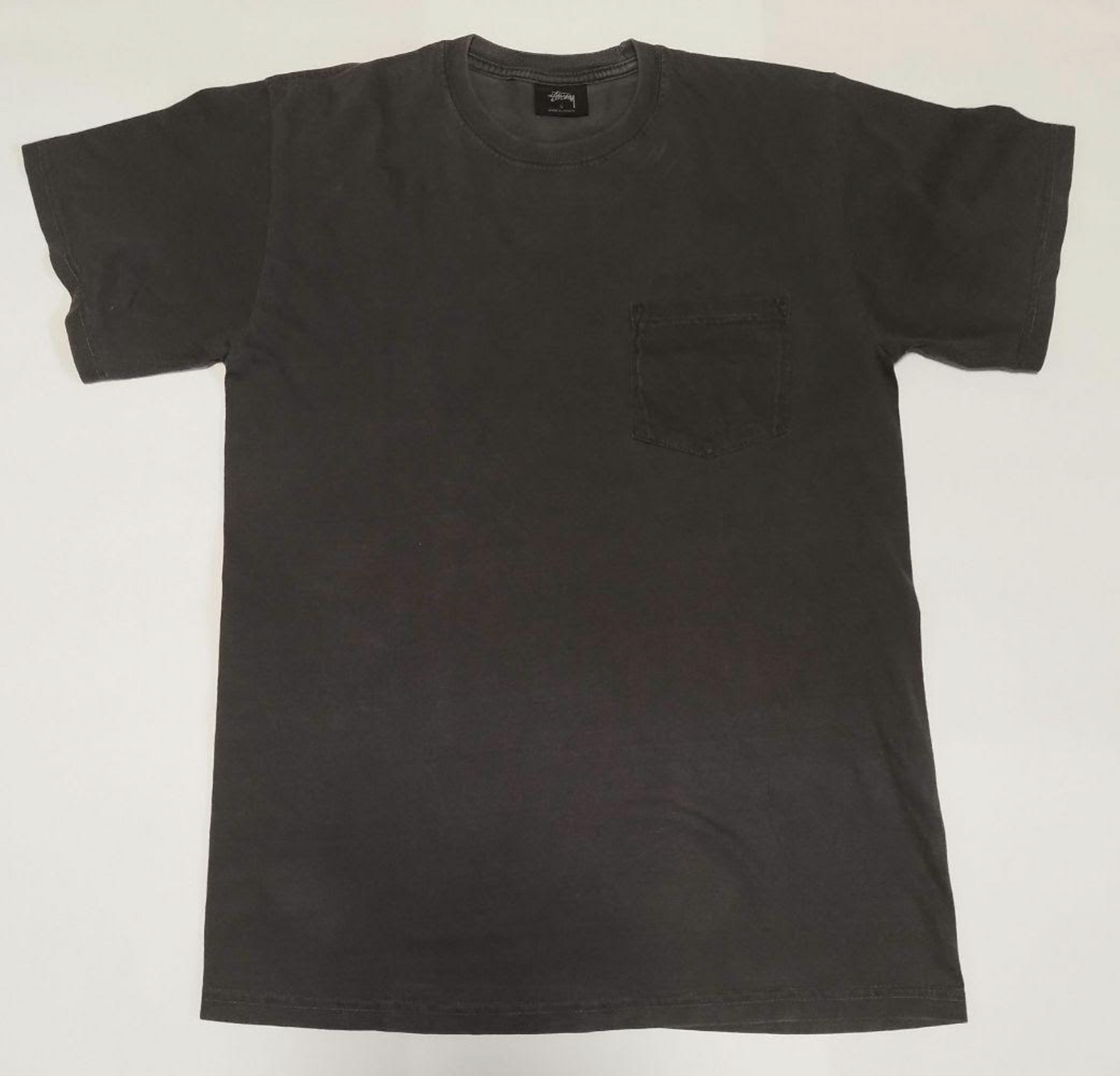 Stussy Checkerstock Logo Pocket T-Shirt Grey