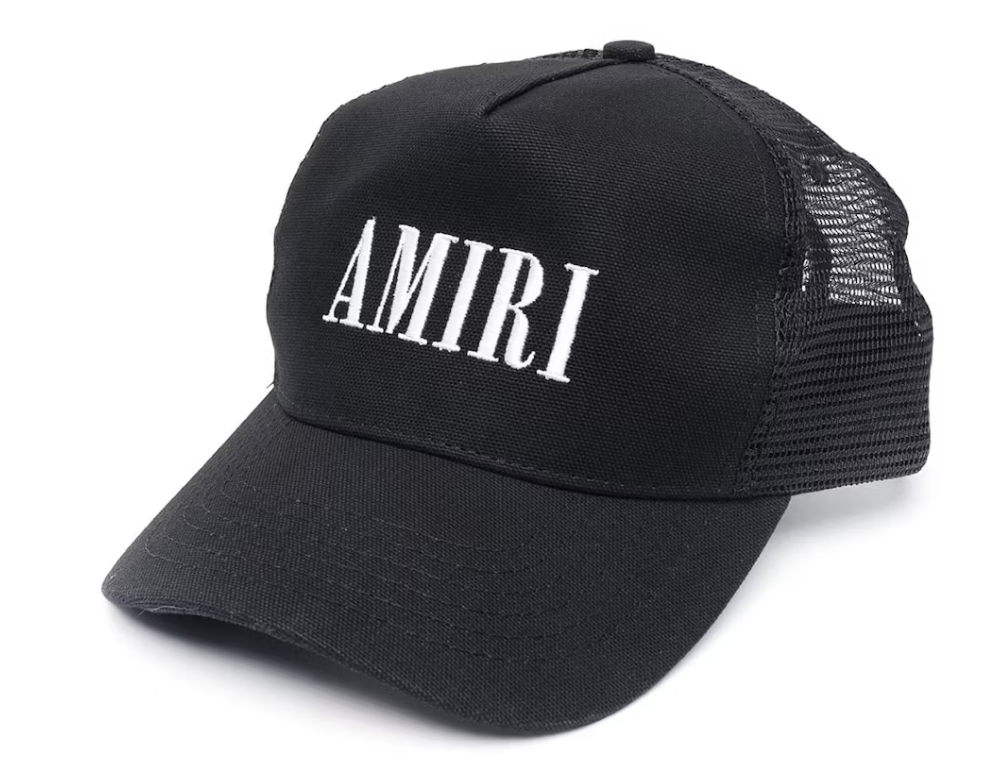 AMIRI Logo Trucker Hat Black White