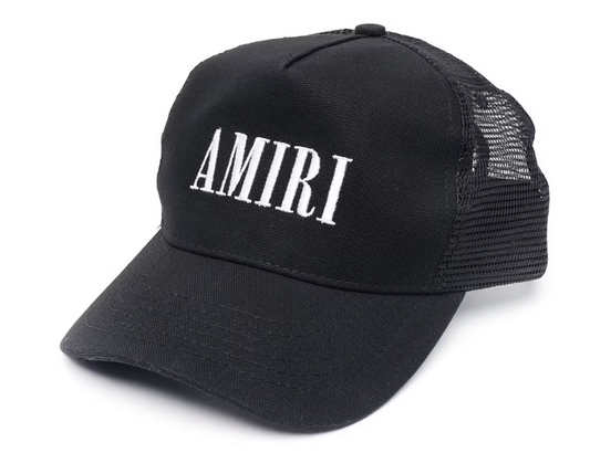 AMIRI Logo Trucker Hat Black White