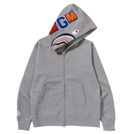 BAPE Shark Full Zip Hoodie Grey