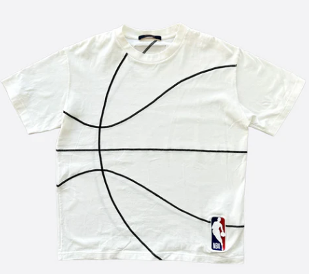 Louis Vuitton NBA White Basketball Print Embroidered T-Shirt