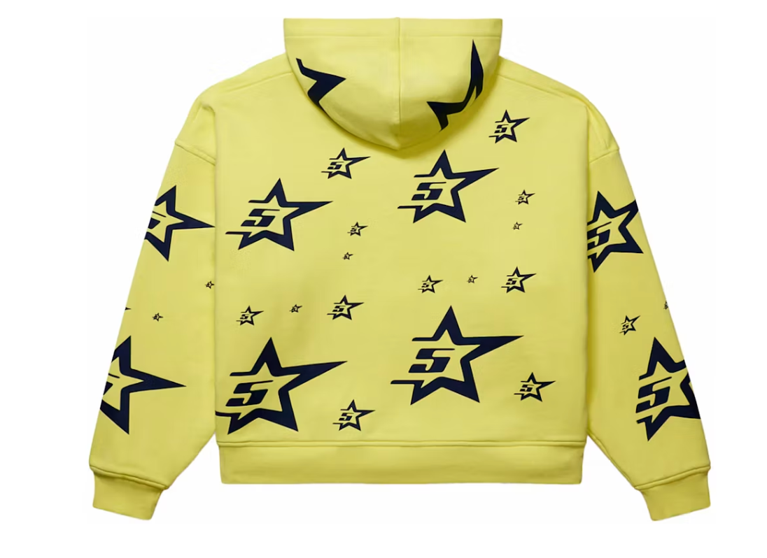 Sp5der Double Layer 5 Star Zip Hoodie Yellow