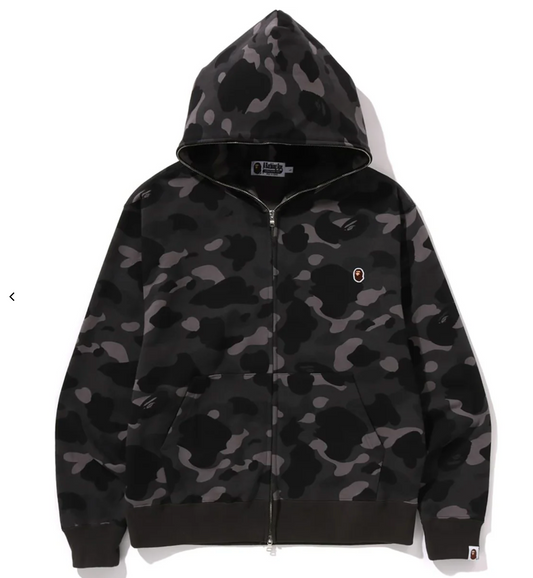 Bape One Point Color Camo Full Zip Up Hoodie Black