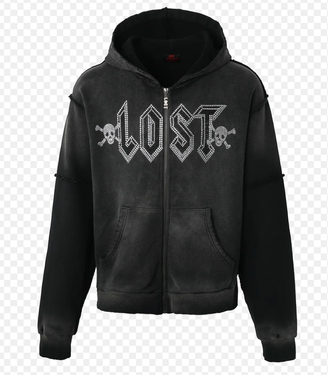 Lost Intricacy Black Grunge Zip Up Hoodie & Sweatpants Black