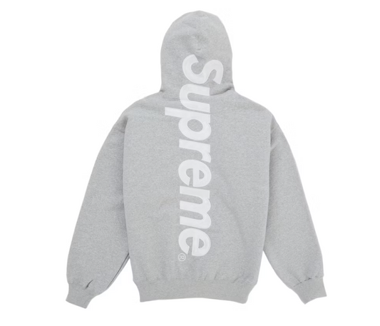 Supreme Satin Applique Hooded Sweatshirt (SS26) Heather Grey