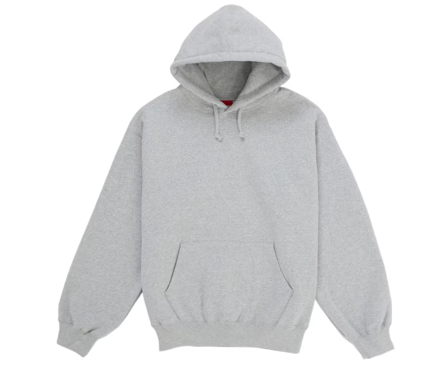 Supreme Satin Applique Hooded Sweatshirt (SS26) Heather Grey