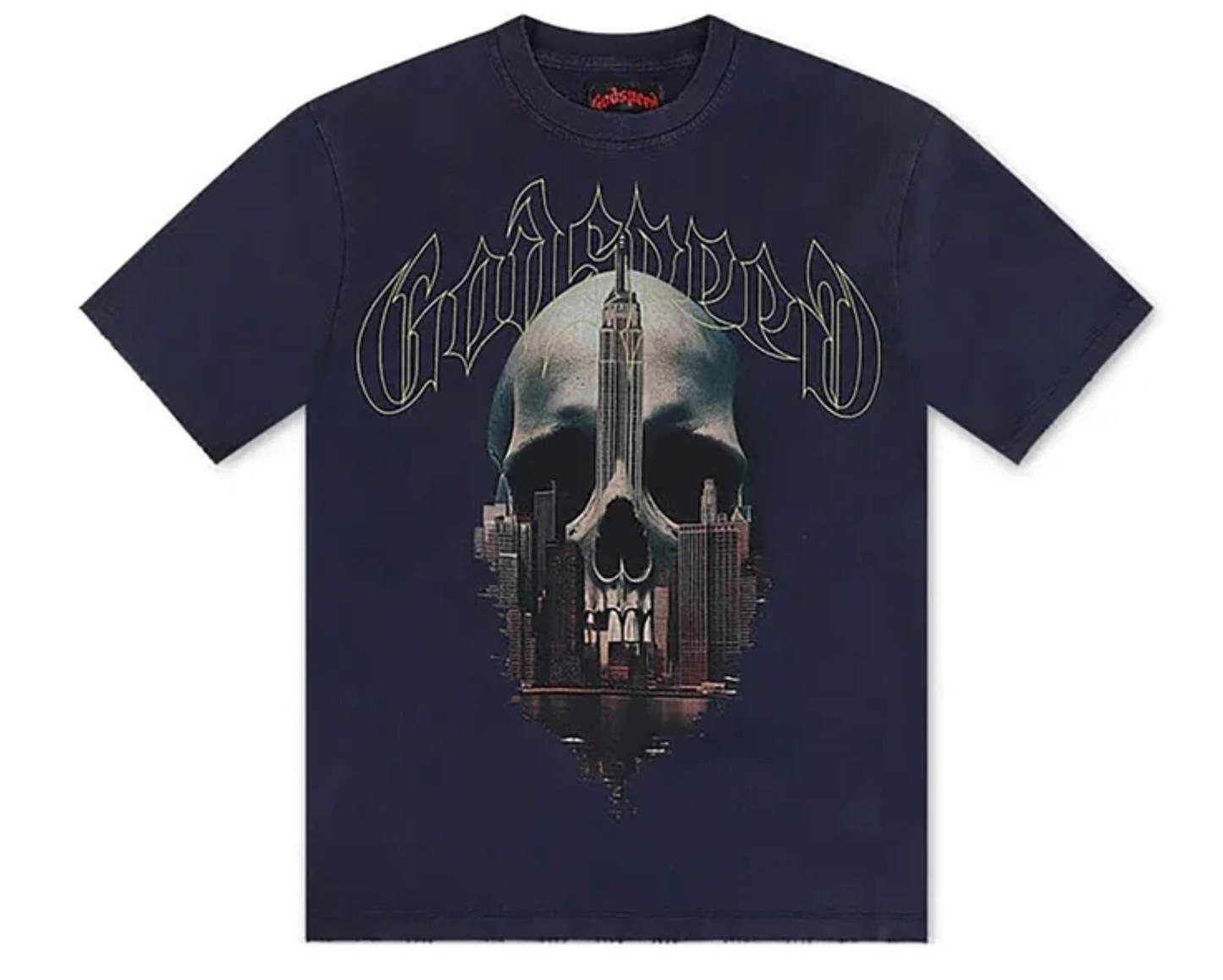 Godspeed New York Skyline T-Shirt Navy Wash
