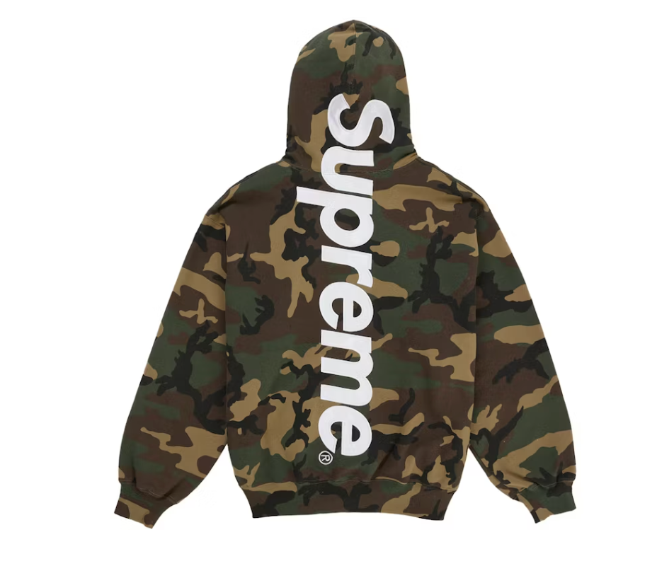 Supreme Satin Applique Hooded Sweatshirt & Sweatpants Set (SS26) Woodland Camo