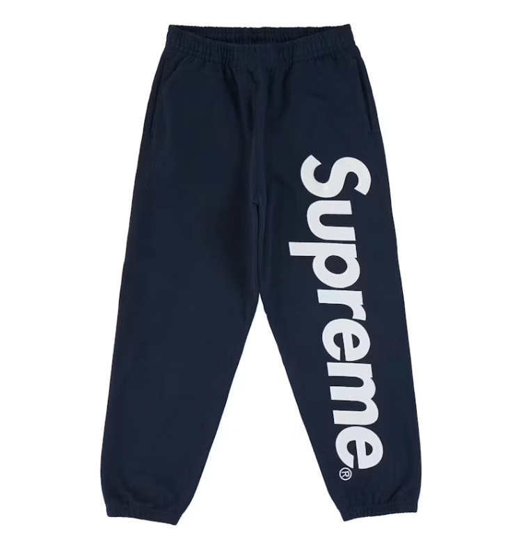 Supreme Satin Applique Hooded Sweatshirt & Sweatpants Set (SS26) Washed Navy