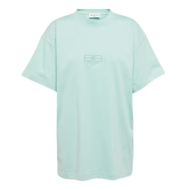 Balenciaga BB Paris Icon Cotton T-Shirt Aqua Green