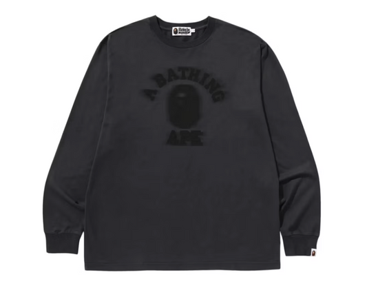 BAPE Garment Dye College Relaxed Fit Ls Tee Charcoal