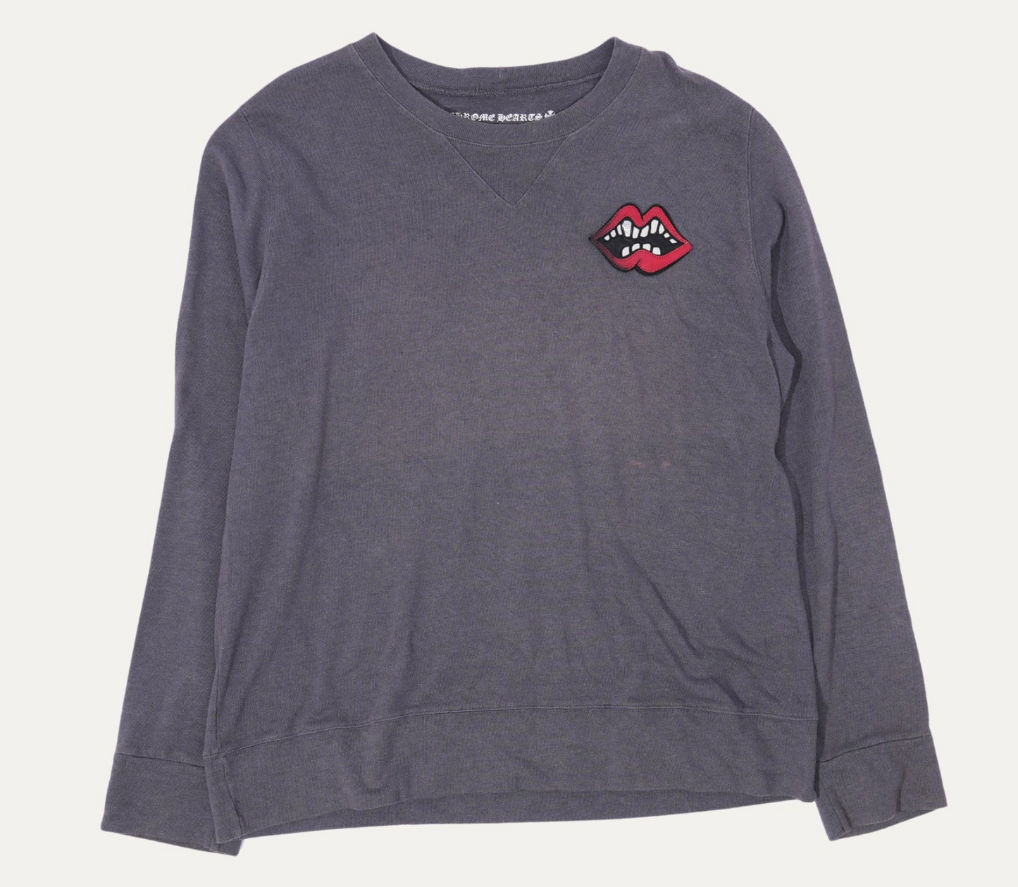 Chrome Hearts Matty Boy Chomper Patch Horseshoe Logo Sweatshirt Grey