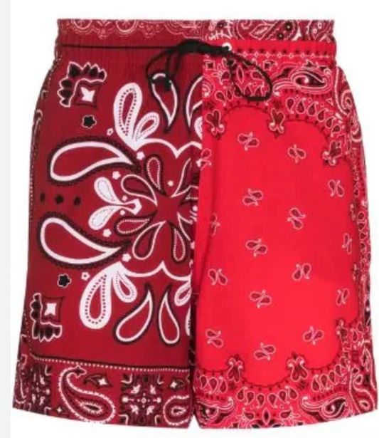 Amiri Bandana Swim Shorts Red