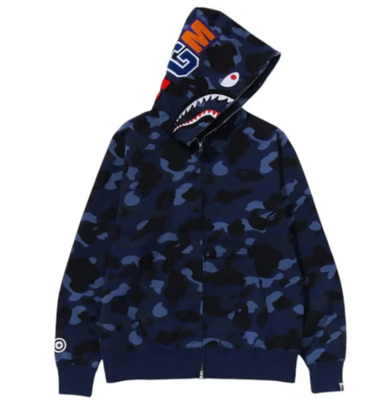 BAPE Color Camo Shark Full Zip Hoodie (FW24) Navy