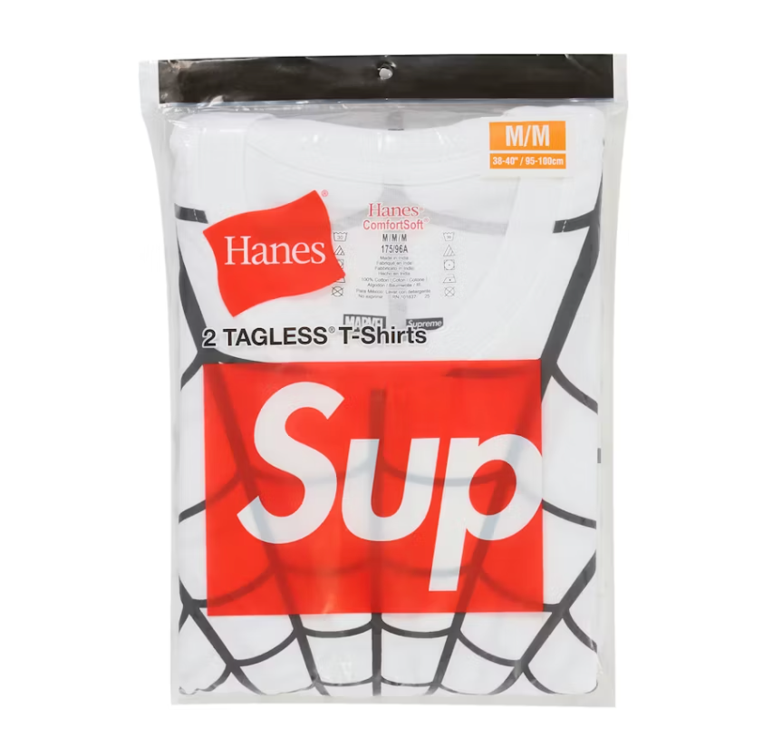 Supreme Hanes Spider-Man Tagless Tees (2 Pack) White