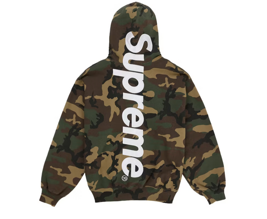 Supreme Satin Applique Hooded Sweatshirt (SS26) Woodland Camo