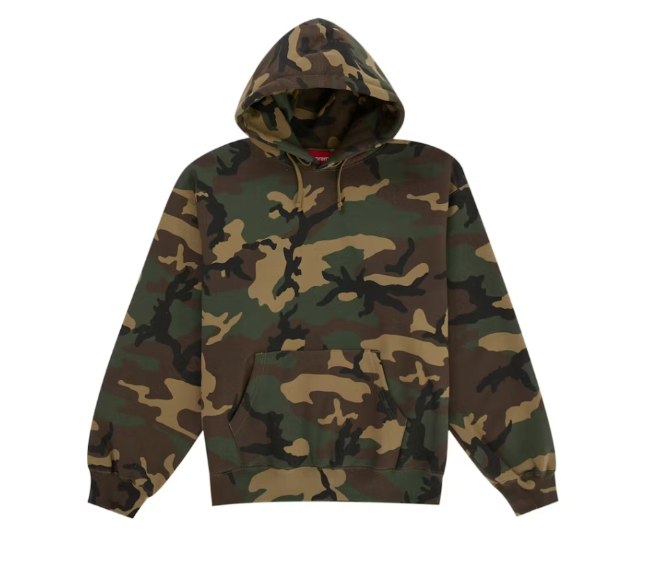 Supreme Satin Applique Hooded Sweatshirt (SS26) Woodland Camo
