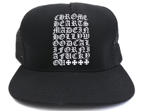 Chrome Hearts Eye Chart Made in Hollywood Trucker Hat Black