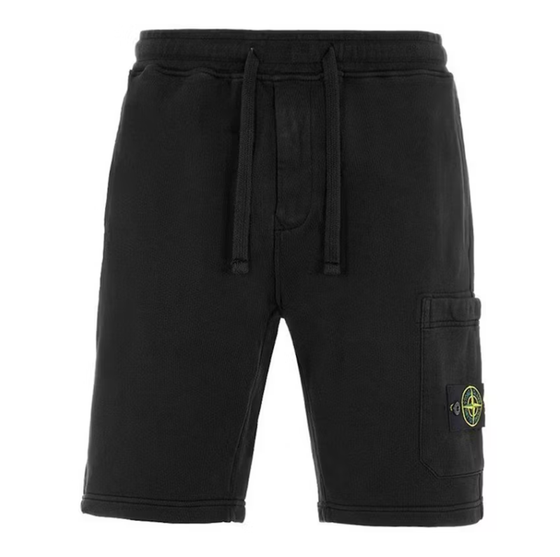 Stone Island 64651 Cotton Fleece Garment Dyed Shorts Black