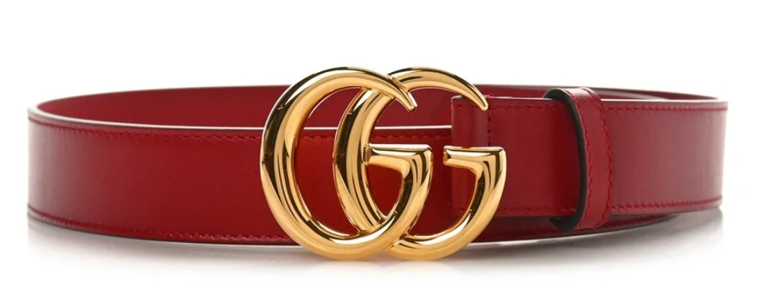 Gucci Double G Buckle Marmont Leather Belt Red