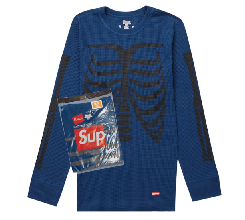 Supreme Hanes Bones Thermal Crew (1 Pack) Blue