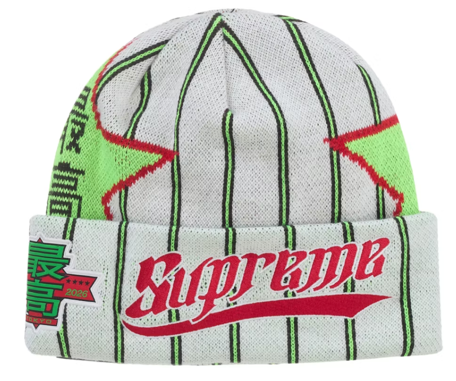 Supreme New Era Stars Beanie White