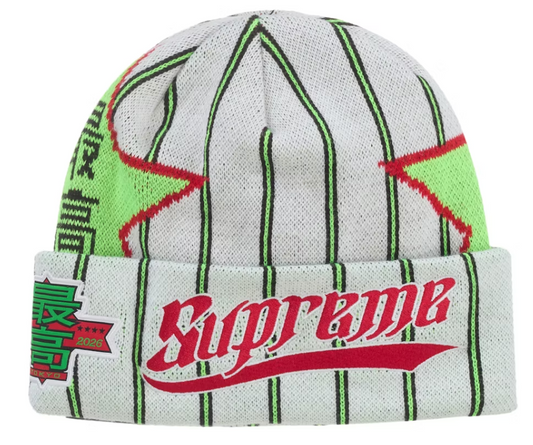 Supreme New Era Stars Beanie White
