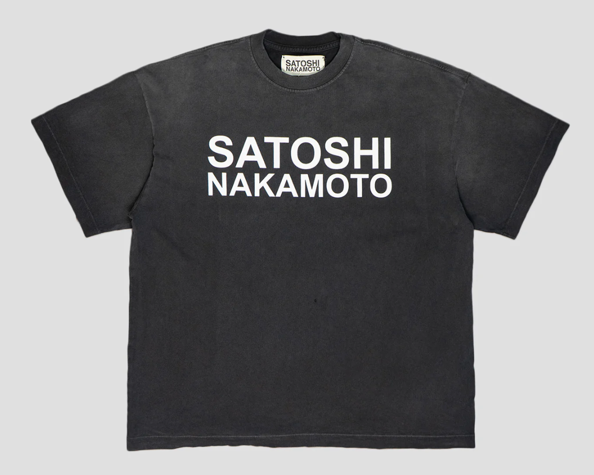 Satoshi Nakamoto Stencil Logo T-Shirt Black