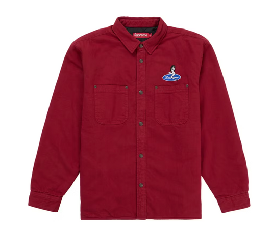 Supreme Quilted Lined Denim Snap Shirt (SS26) Red